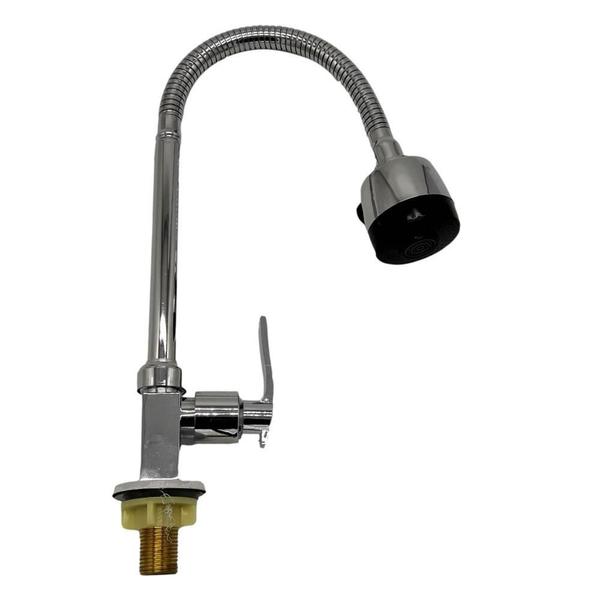 Torneira Gourmet De Cozinha De Bancada Tubo Flexível Cromada - Cw Imagem de Torneira Gourmet De Cozinha De Bancada Tubo Flexível Cromada