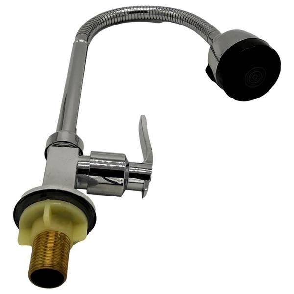 Torneira Gourmet De Cozinha De Bancada Tubo Flexível Cromada - Cw Imagem de Torneira Gourmet De Cozinha De Bancada Tubo Flexível Cromada