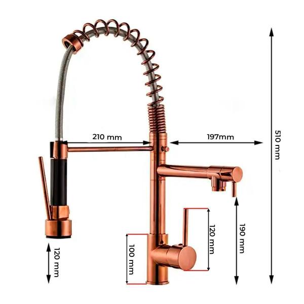 Imagem de Torneira Gourmet De Cozinha Monocomando Aço Inox Rose