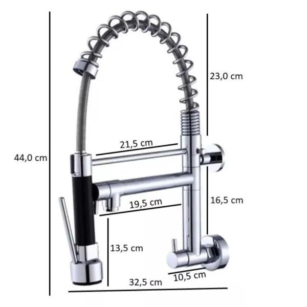 Imagem de Torneira gourmet de parede 50cm monocomando preto 