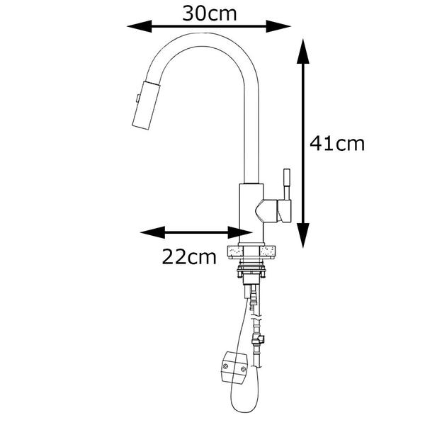 Imagem de Torneira Gourmet de Pia Para Cozinha Bancada com Bico Alto Extensível 50cm Luxo Com Misturador Monocomando Água Quente e Fria