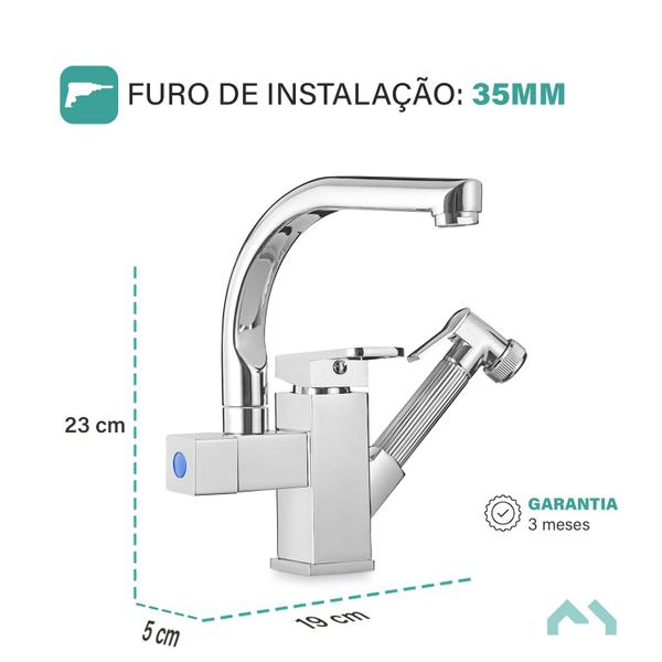 Imagem de Torneira Gourmet Dupla Jato Movel Flexivel Ducha Extensiva