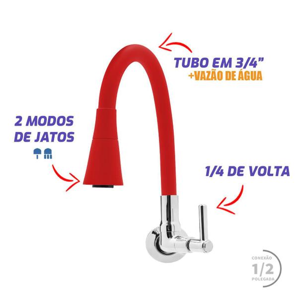 Torneira Gourmet Emborrachada Verm Cone Parede Tik De Casa - Dazie Metais Imagem de Torneira Gourmet Emborrachada Verm Cone Parede Tik De Casa