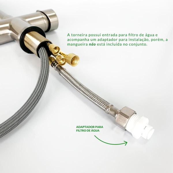 Torneira Gourmet Essence De Cozinha Monocomando Escovada - DECORPLACE Imagem de Torneira Gourmet Essence De Cozinha Monocomando Escovada