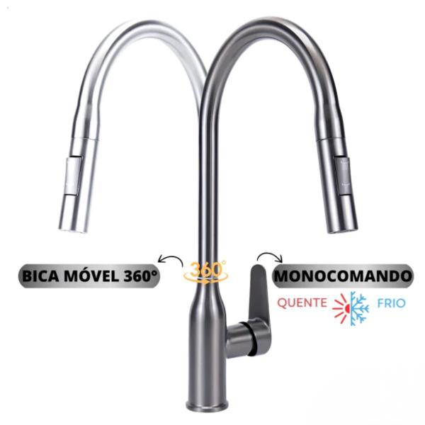 Imagem de Torneira Gourmet Extensível Monocomando Ducha 2 Jatos