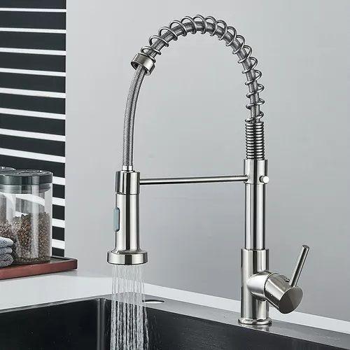 Imagem de Torneira gourmet extensível para cozinha bancada monocomando com acionamento de botão - inox cromada