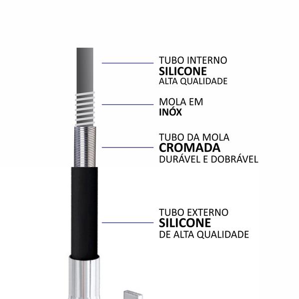 Imagem de Torneira Gourmet Filtro Tubo Flexivel Bancada Cone 2 Jatos + 2 Refil Pro-Saúde Filtro