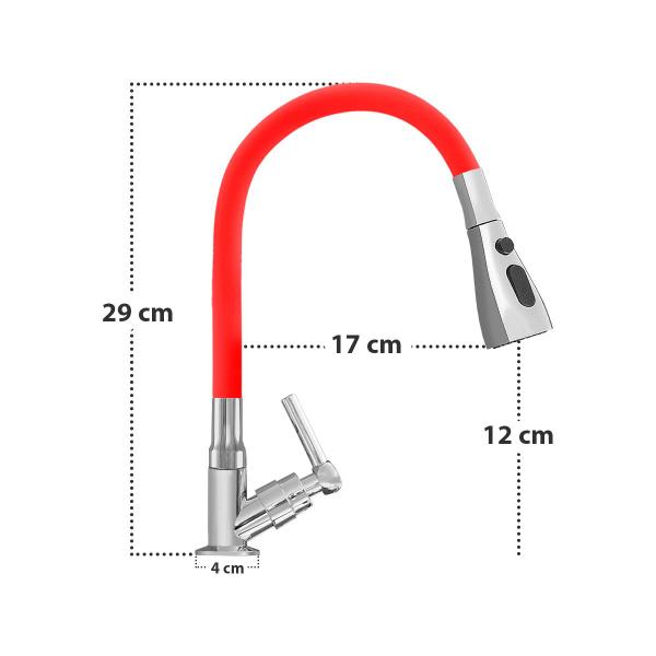 Imagem de Torneira Gourmet Mesa Abs Bica Botão Click 3 Níveis Vermelha