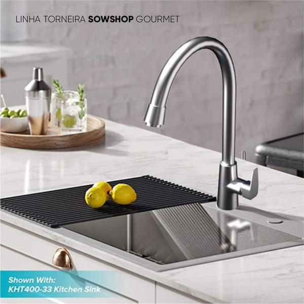 Imagem de Torneira Gourmet Monocomando Para Cozinha Aço Inox Sowshop 111 Bancada