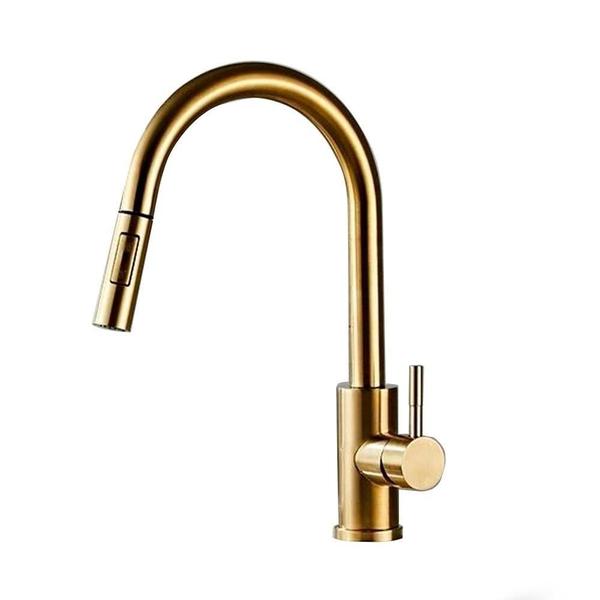 Torneira Gourmet Monocomandogiratória Extensível Dourado Fos - Bruno Acabamentos Imagem de Torneira Gourmet Monocomandogiratória Extensível Dourado Fos