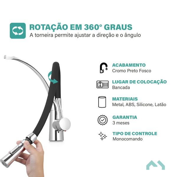 Imagem de Torneira Gourmet Móvel Flexivel Em Silicone Com Suporte