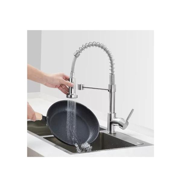 Imagem de Torneira Gourmet Para Cozinha Bica Alta Misturador Monocomando Ducha Flexível Metal Cromado - FG2400