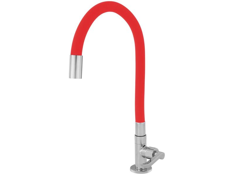 Torneira Gourmet para Cozinha de Mesa Nell - Flexível Cromada e Vermelha AM02 Torneira Gourmet para Cozinha de Mesa Nell - Flexível Cromada e Vermelha AM02
