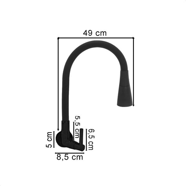 Imagem de Torneira gourmet parede flexivel base preta c/ cone preto