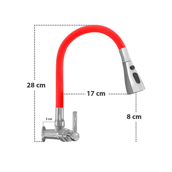 Imagem de Torneira Gourmet Pde Abs Bica Botão Click 3 Níveis Vermelha