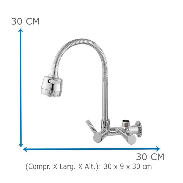 Imagem de Torneira Gourmet Pia Cozinha 2167 C/Arejador 1/4 Volta C-70 Com Saída 3/4 Máquina De Lavar Louça