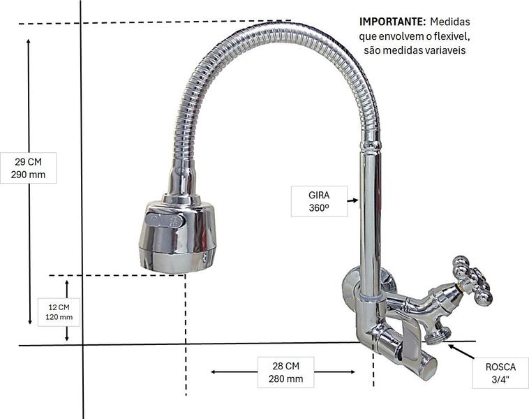 Imagem de - Torneira Gourmet Saída Maquina Esquerda 3/4, Parede Cozinha