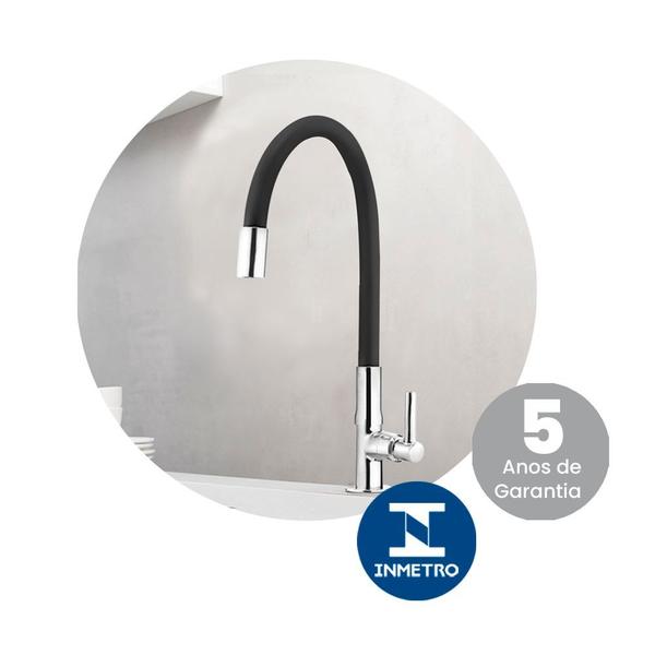 Torneira Gourmet Slim Preta Bancada Mesa Crie & Construa