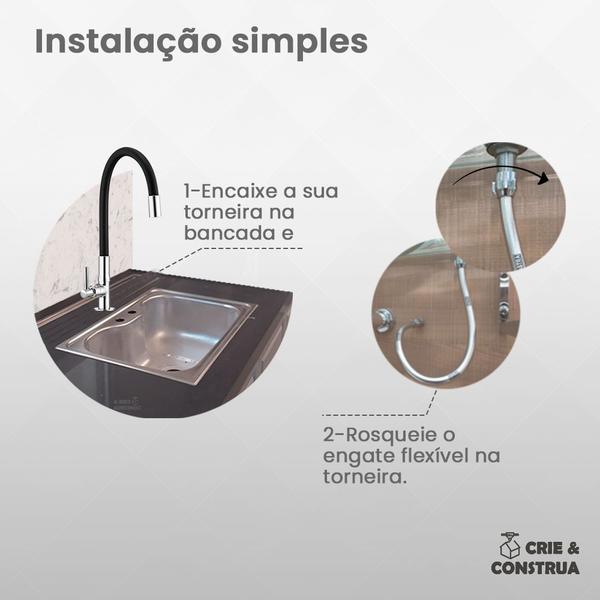 Imagem de Torneira Gourmet Slim Preta Bancada Mesa Gw Comercial