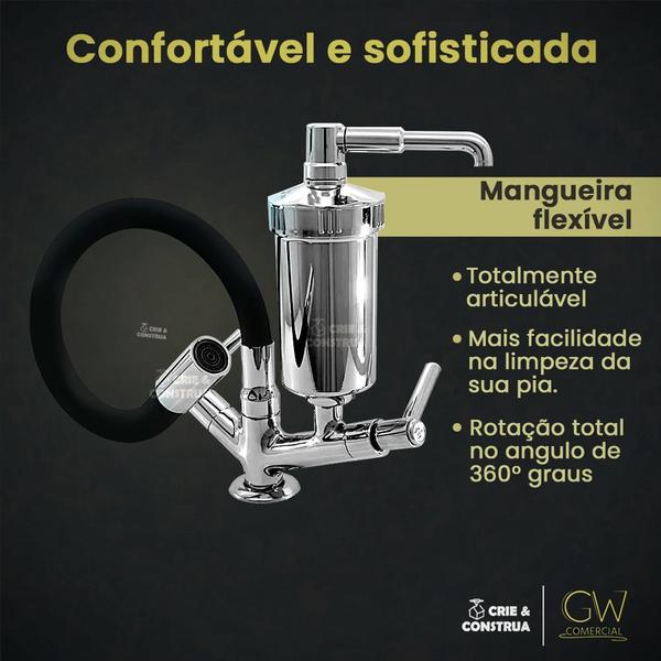 Imagem de Torneira Gourmet Slim Preto Com Filtro Bancada Mesa Crie & Construa