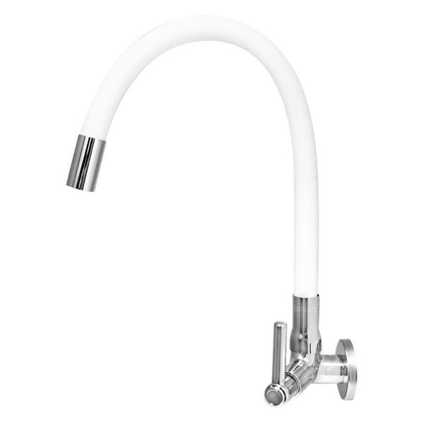 Torneira Gourmet Tubo Branco Flexível Parede 3377 - Império das Torneiras Imagem de Torneira Gourmet Tubo Branco Flexível Parede 3377