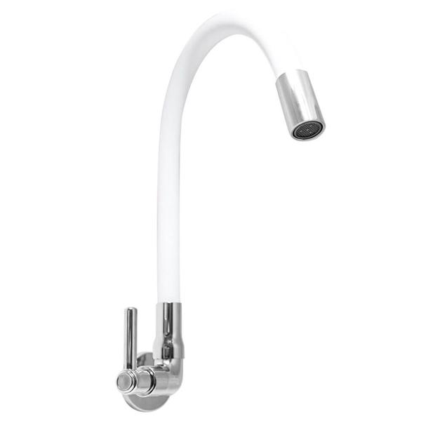 Torneira Gourmet Tubo Branco Flexível Parede 3377 - Império das Torneiras Imagem de Torneira Gourmet Tubo Branco Flexível Parede 3377