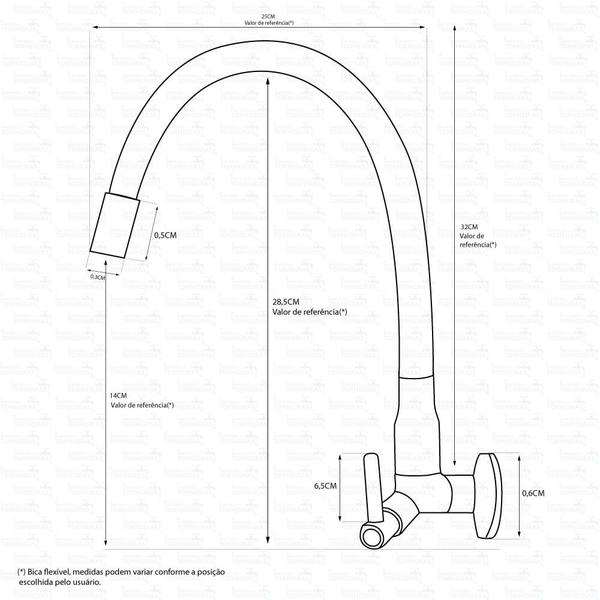 Torneira Gourmet Tubo Branco Flexível Parede 3377 - Império das Torneiras Imagem de Torneira Gourmet Tubo Branco Flexível Parede 3377