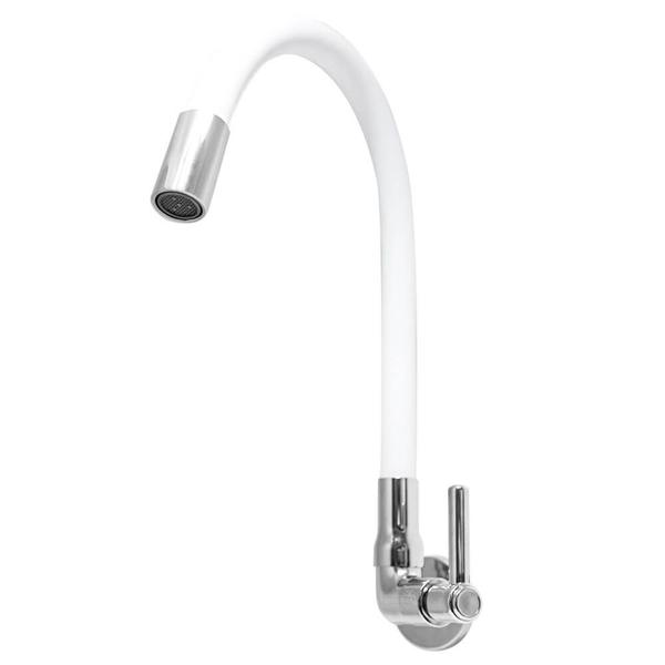 Torneira Gourmet Tubo Branco Flexível Parede 3377 - Império das Torneiras Imagem de Torneira Gourmet Tubo Branco Flexível Parede 3377
