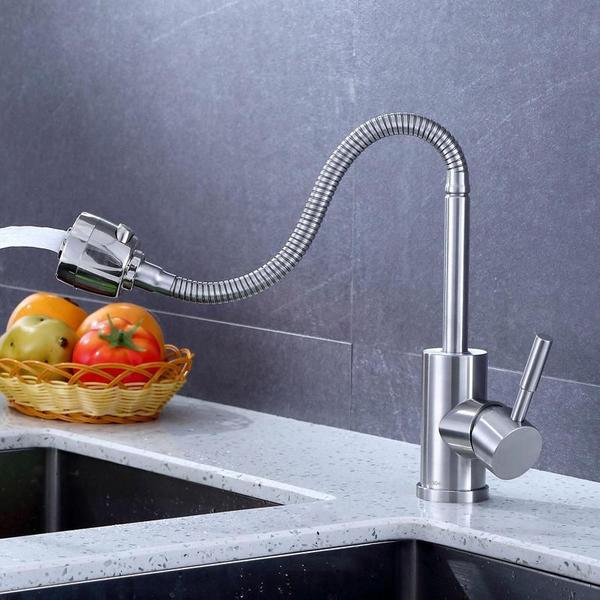 Torneira Inox Fosca Para Cozinha Bancada Flexivel 1/4 Volta - Dt Shop Imagem de Torneira Inox Fosca Para Cozinha Bancada Flexivel 1/4 Volta