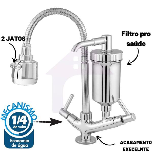 Imagem de Torneira Inox Gourmet Flexível Flitro Cozinha cod1139-8