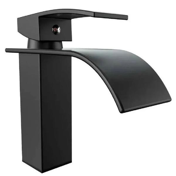 Imagem de Torneira Lavabo Monocomando Cascata Luxo de Bica Baixa Preta - BAR-004 - STILLUS HOME