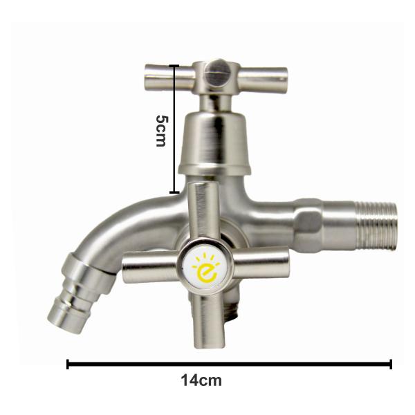 Imagem de Torneira Lavanderia Tanque 2 Saídas Aço Inox 304 Escovado