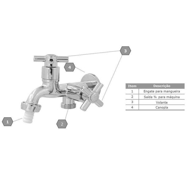 Torneira Lavanderia Tanque Máquina de Lavar 2 Saídas ABS 1/4 Linha Premium Excelente Acabamento - Embralumi Imagem de Torneira Lavanderia Tanque Máquina de Lavar 2 Saídas ABS 1/4 Linha Premium Excelente Acabamento