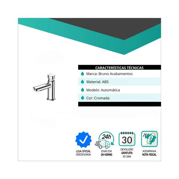 Imagem de Torneira Lavatório Automática Temporizada Cromada 7100 Cromado