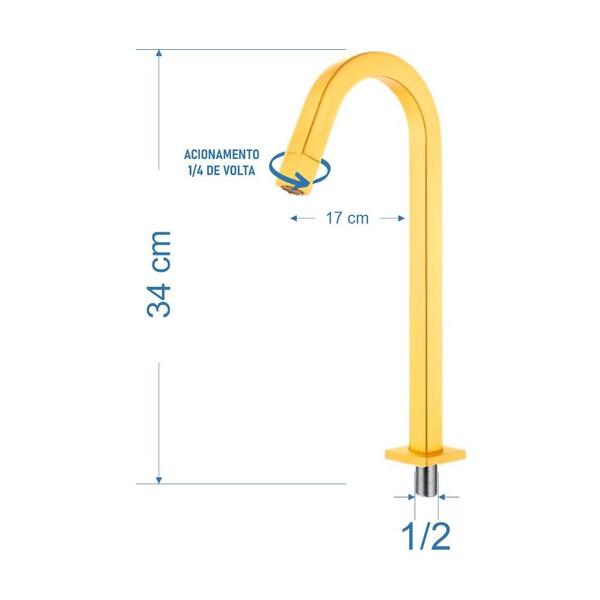 Imagem de Torneira lavatório easy 90 graus quadrada alta dourado