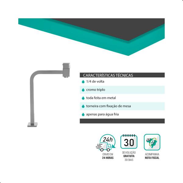 Imagem de Torneira Lavatorio Link Alta Quadrada 1/4 Volta 90  Graus