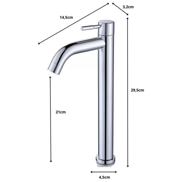 Imagem de Torneira Lavatório Luxo Alta Lavabo Cuba Abs Cromada