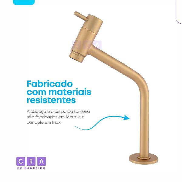 Imagem de Torneira Link Baixa Banheiro Lavabo Dourado Fosco 1/4 Volta 1060