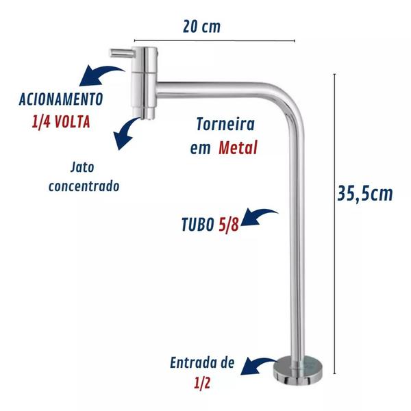 Imagem de Torneira Link Lavatório Redonda Alta 90 Graus Cromada