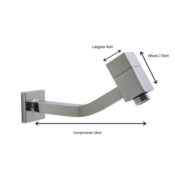 Imagem de Torneira Link Quadrada Banheiro de Parede Média 1/4 de Volta