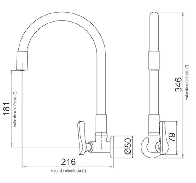 Imagem de Torneira Lorenzetti de Parede LorenFlex Gray(cinza) 1178 G27