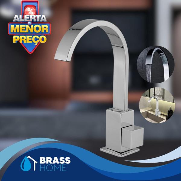 Torneira Luxo Banheiro Pia Bica Móvel Quadrit Bancada Cromada 6166 - BRASS HOME Imagem de Torneira Luxo Banheiro Pia Bica Móvel Quadrit Bancada Cromada 6166