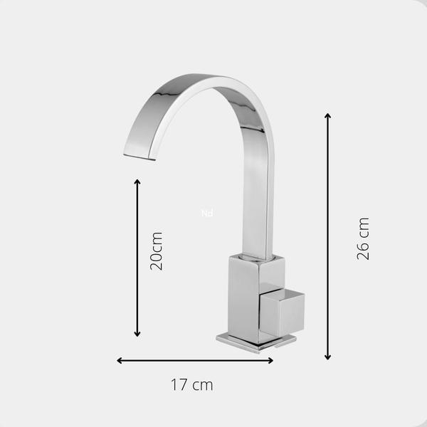 Torneira Luxo Banheiro Pia Bica Móvel Quadrit Bancada Cromada 6166 - BRASS HOME Imagem de Torneira Luxo Banheiro Pia Bica Móvel Quadrit Bancada Cromada 6166