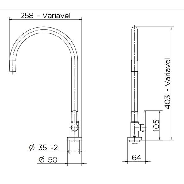 Imagem de Torneira Mesa Flexível Cozinha Galiflex Cinza 00966963 Docol