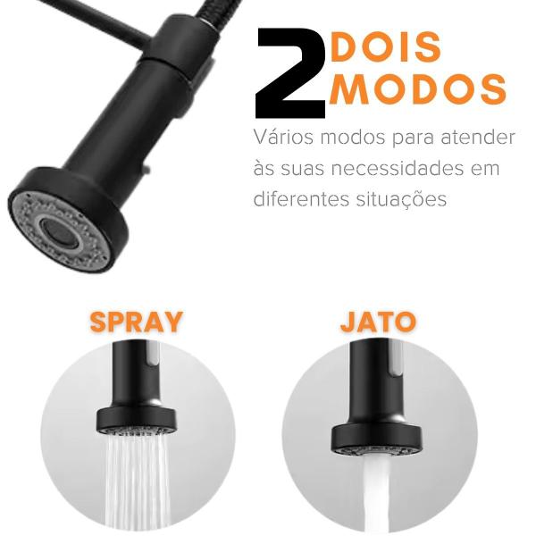 Imagem de Torneira Metal Mola Parede Cozinha Estilo Europeu Chuveirinho Spray Jato Gourmet 1/4 Abertura