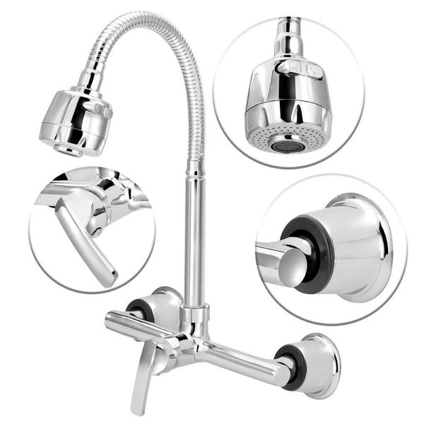 Torneira Misturador Cozinha Gourmet Parede Monocomando Luxo - Modelar Imagem de Torneira Misturador Cozinha Gourmet Parede Monocomando Luxo