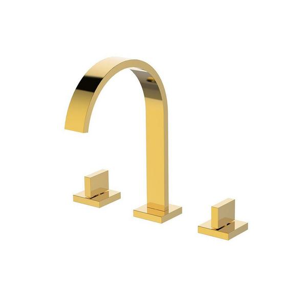 Imagem de Torneira Misturador Duplo Comando Quadrada Dourado Gold Luxo Para Banheiro Lavabo Inovartte IN31