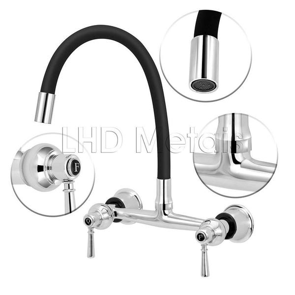 Torneira Misturador Gourmet Preto Flexível Cozinha Parede - Lhd Metais Imagem de Torneira Misturador Gourmet Preto Flexível Cozinha Parede