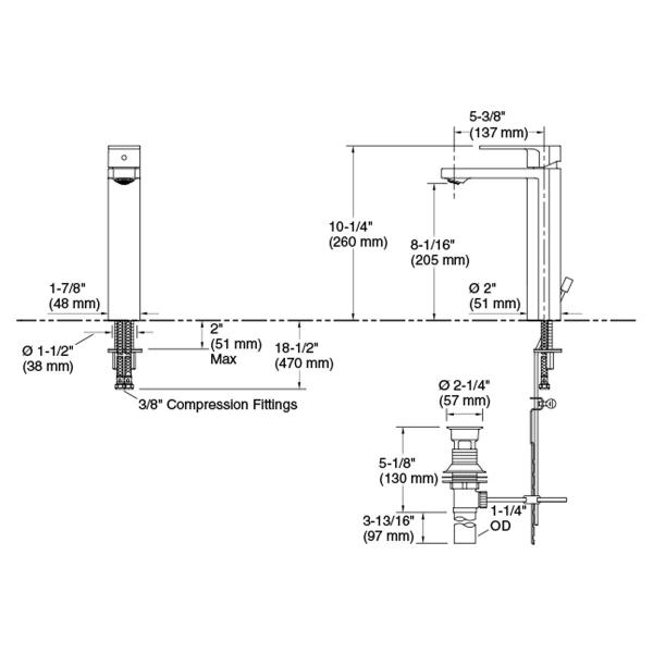 Imagem de Torneira Misturador Monocomando para Lavatório com Bica Alta Parallel Preto Kohler