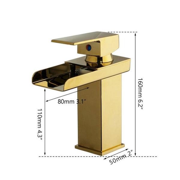 Imagem de Torneira Mono Quadrada Metal Dourada Luxo Baixo